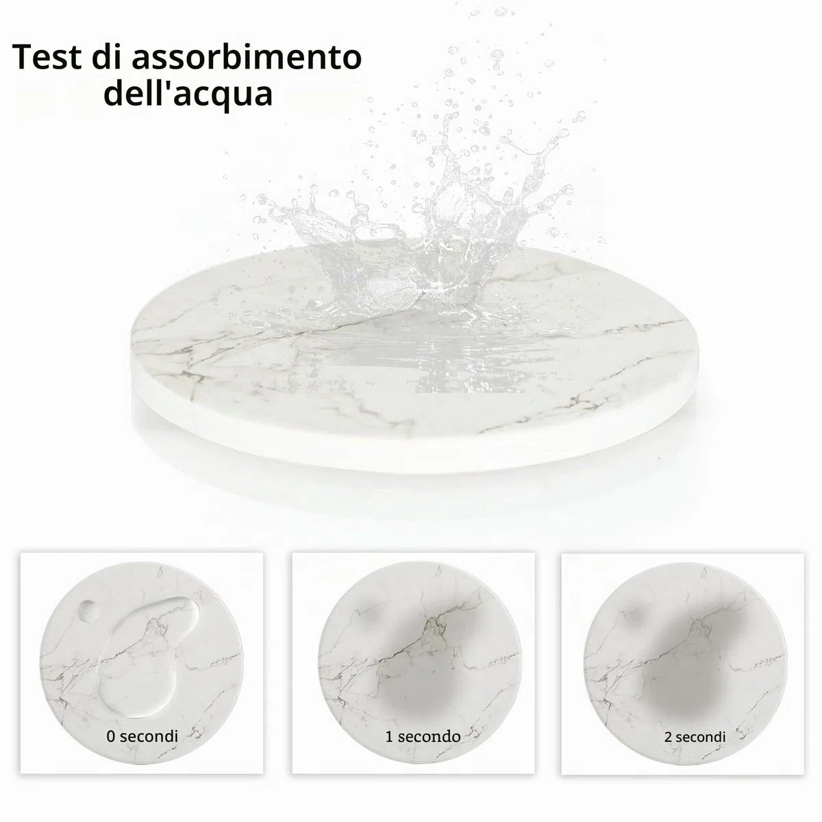 Sottobicchieri Con Supporto - Set Di 6 Sottobicchieri Ceramica - Absorbants Coasters Fondo Antiscivolo - Assorbimento Rapido Dell’Acqua - Motivo Marmo