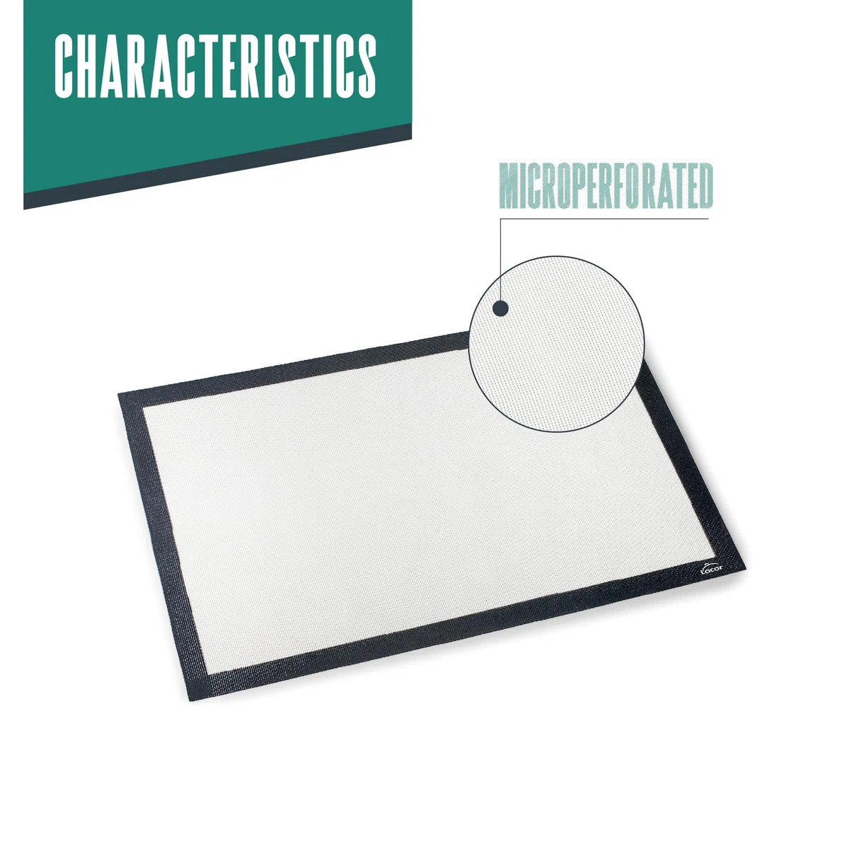 Lacor - 66796 - Tappetino microforato, senza BPA, non adesivo e riutilizzabile, resistente al calore e al freddo, adatto al forno e al congelatore, ideale per la cottura al forno, silicone, 60x40 cm