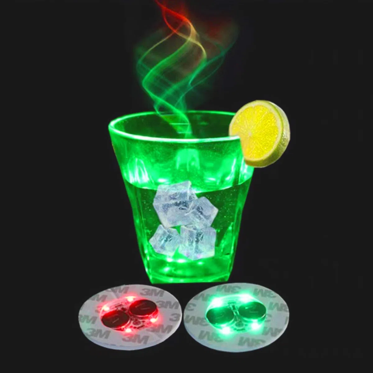 Niziroo Sottobicchieri a LED Adesivi luminosi autoadesivi: 16 sottobicchieri a LED,adesivi a LED,luci adesive a LED,sottobicchieri a LED a 7 colori,luci adesive a LED Boccali autoadesivi per caffè