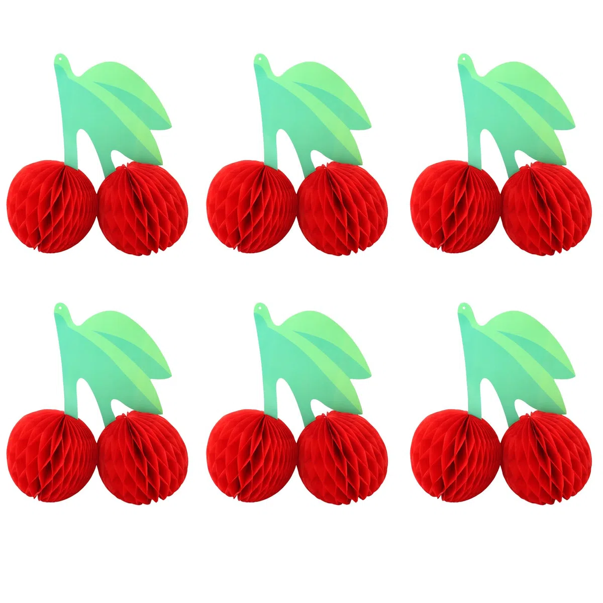 6 Pezzi Centrotavola da Tavolo in Ciliegio, Decorazione per Feste di Compleanno in Ciliegio Frutta a Nido d'Ape Appesa Creativo Lanterna di Carta Alla Frutta per Soffitto Baby Shower (Rosso)