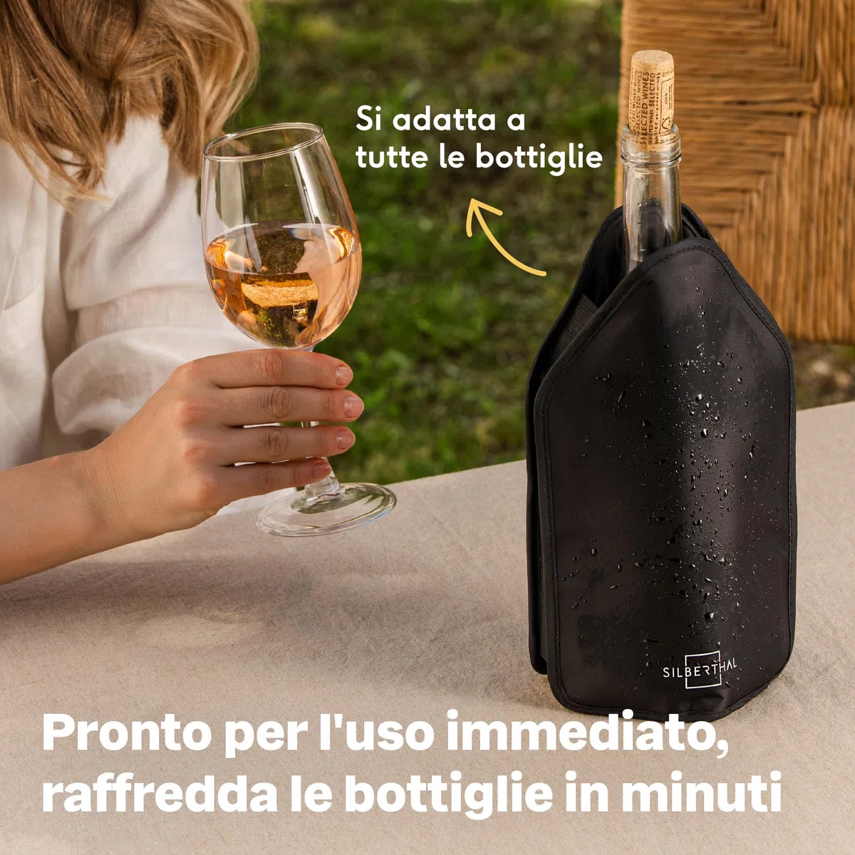 SILBERTHAL Refrigeratore per bottiglie vino - Elastico - Nero - Busta raffredda vino spumante frizzante e champagne