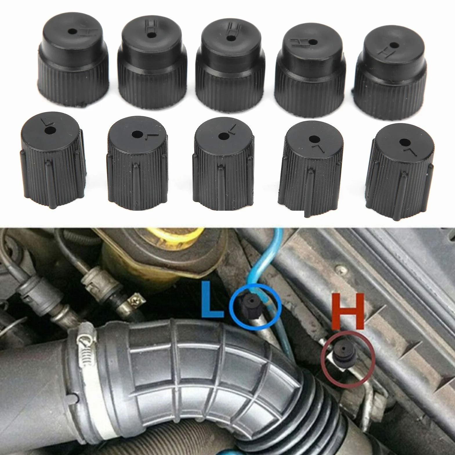 Tappo Per Porta Di Ricarica, Tappi Ac Auto di Servizio Aria Condizionata Universale Auto Riparazione Coperchio del Refrigerante Cappello Automatico Prova Perdite Raccordo Carica Bassa Alta Pressione