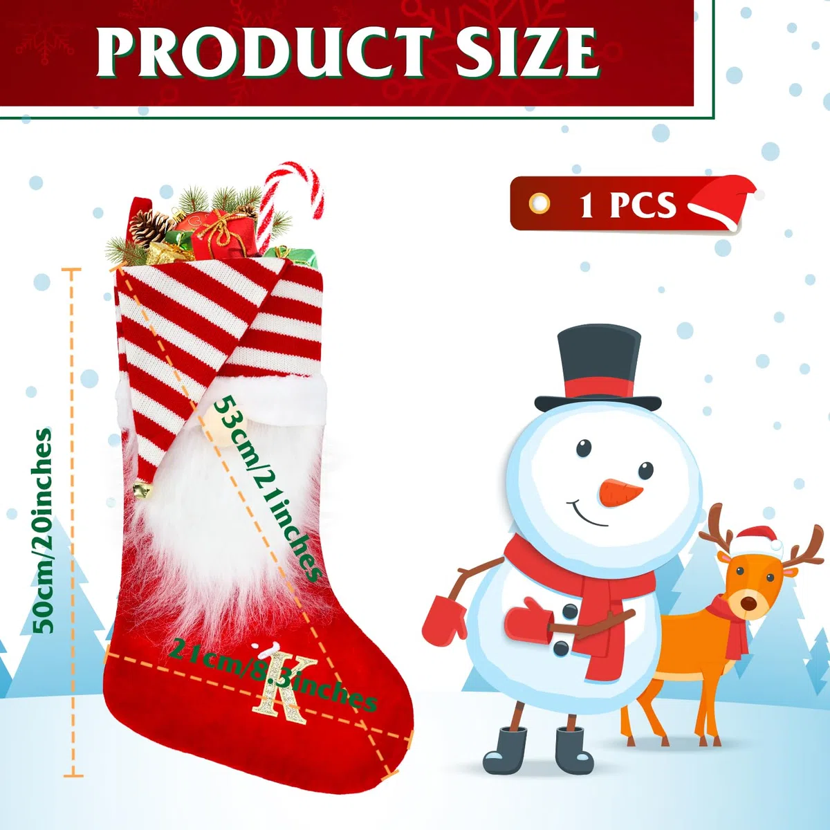 Calza di Natale, 50 cm, grande, personalizzata, con gnomi da caminetto, Babbo Natale, da appendere, con campana, lettera, ricamo, calze natalizie per vacanze in famiglia, decorazioni per feste di