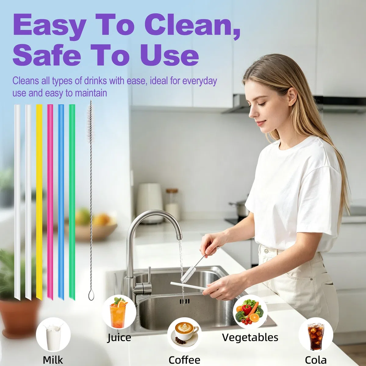 Motswedi Borraccia Termica, 1000ml, Borraccia Acciaio Inox, Riutilizzabile, Bottiglia Termica, senza BPA, Borracce - Lilla & Azzurro Cielo