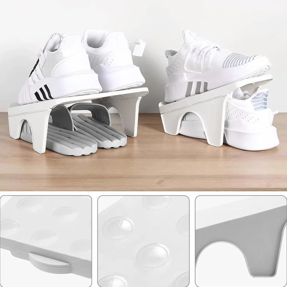 RANJIMA Organizzatore per scarpe, organizer per scarpe, doppio sc, antiscivolo, per armadio, per scarpe, per armadio, per scarpe, compatibile con casa, soggiorno (4 pezzi)
