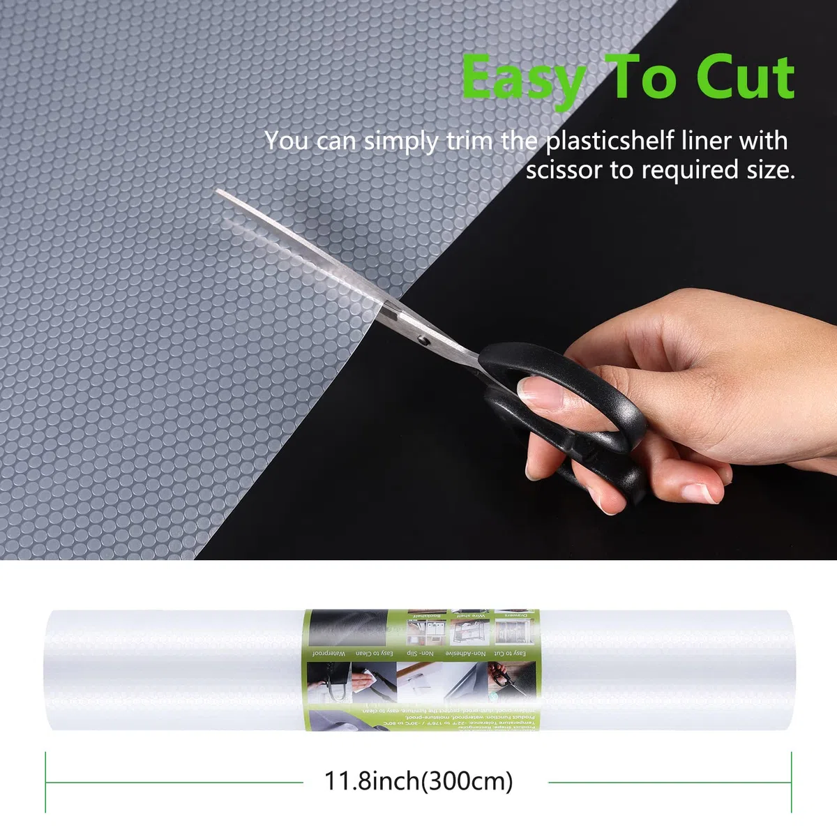 Fodere per scaffali per armadi da cucina Fodere per frigorifero Fodera impermeabili e resistenti all'olio Tappetini per cassetti Materiale EVA Fodera per frigorifero non adesivo Trasparente 44x200cm