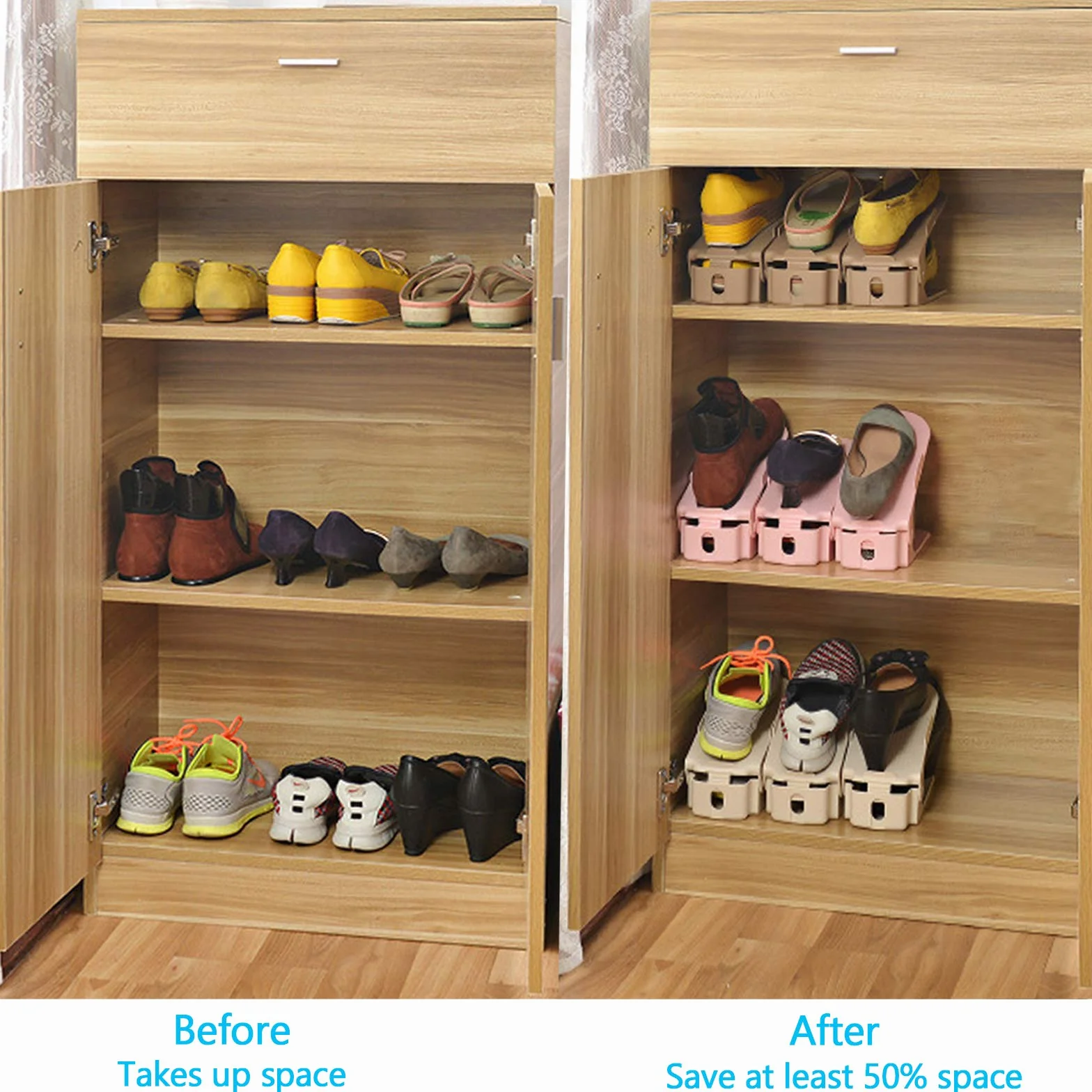 Set di 10 supporti per scarpe regolabili, impilare le scarpe, organizer per scarpe, risparmio di spazio per scarpe, supporto per rack (nero)
