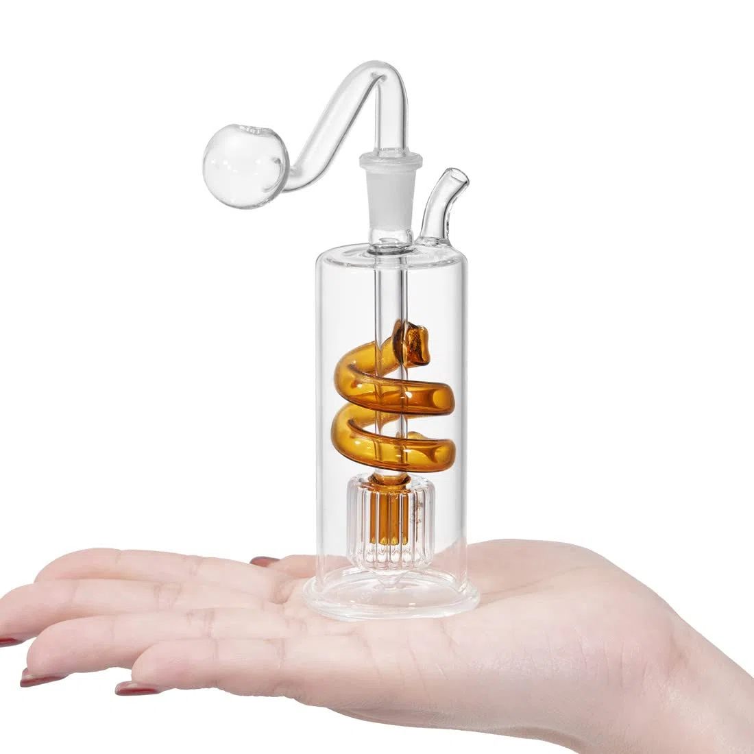 RORA Vetro bruciatore olio Bong acqua tubi Mini vetro Bong acqua tubi Riciclatore mano piccoli Bong con 10 millimetri S Bowl Pipe Accessori (A#)