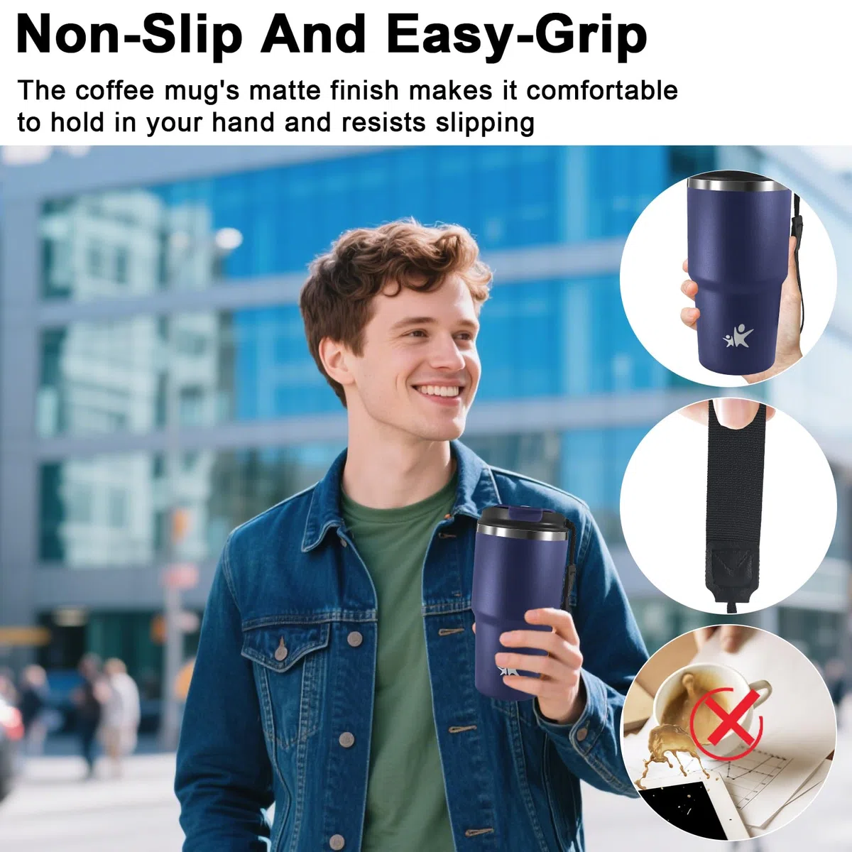 Grsta Tazza Termica 20oz, Termos Caffè, Bicchiere Termico con Coperchio a Prova di Perdite, Tazza da Viaggio, Ermetica Portatile, Travel Tumbler Per Caffè Caldo e Freddo, Acqua e Tè