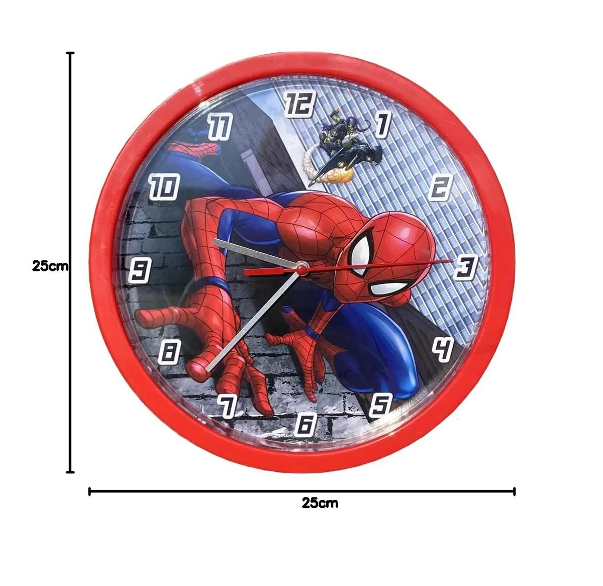 CARTOON Orologio parete analogico Spiderman Marvel per bambini 25 cm per cameretta stanza dei giochi