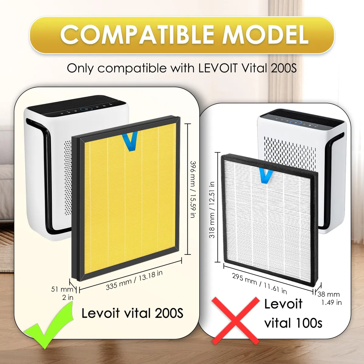 Confezione da 3 filtri HEPA di ricambio Vital 200S Pet Care per purificatore d'aria LEVOIT Vital 200S e Vital 200S-P, filtro HEPA H13 True Hepa, filtri a carbone attivo 3 in 1, sostituisce #Vital