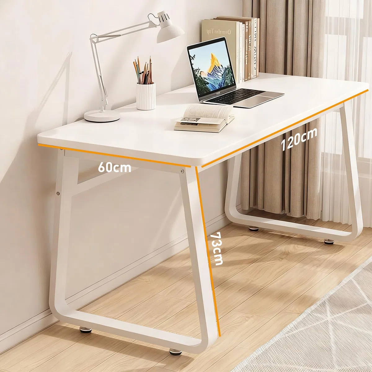 Scrivania Moderna per Computer Stile Semplice, Tavolo da Studio, Scrivania, Tavolo PC per Ufficio Casa, Camera da Letto (Bianco, 120x60cm)
