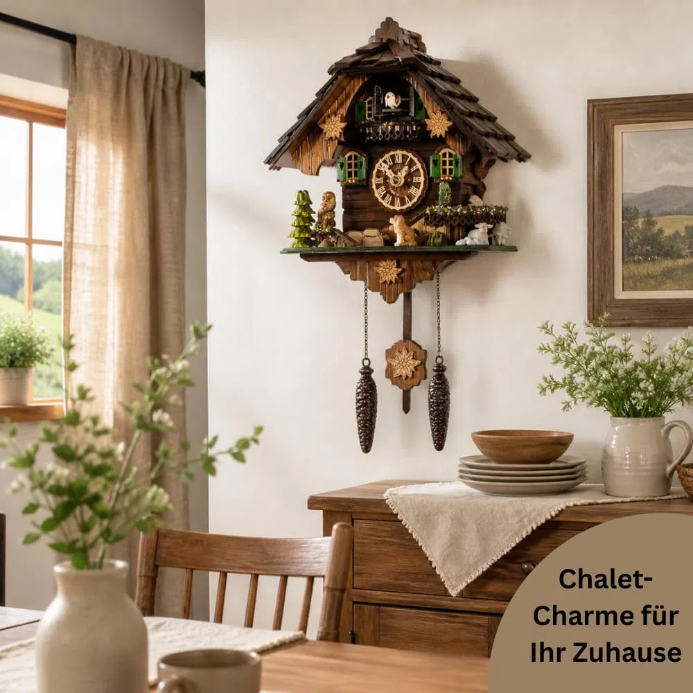 Schwarzwald-Palast, Orologio a cucù Movimento al Quarzo Stile Chalet 32 cm di Cuckoo-Palace