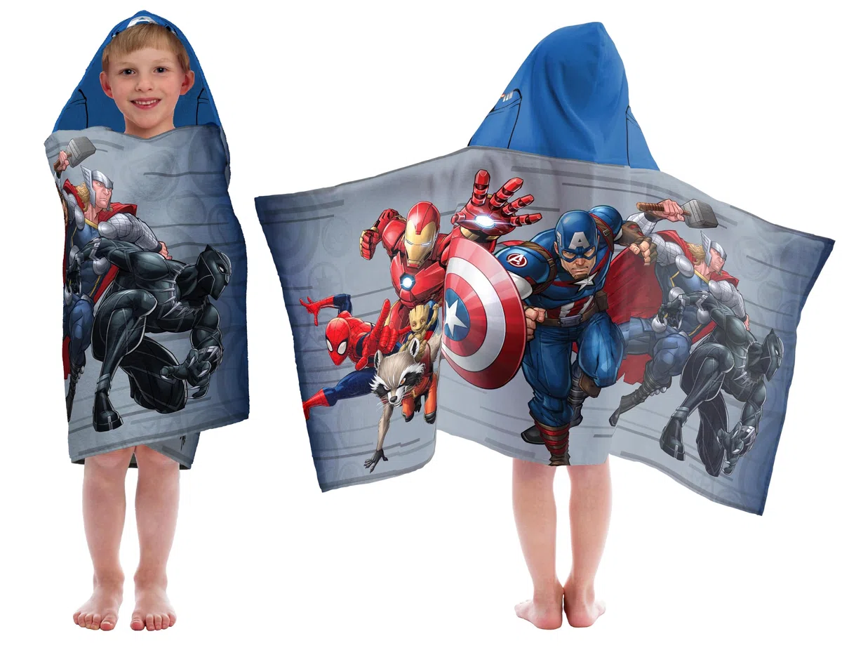 Jay Franco Avengers Creeper – Poncho Telo Avvolgente con Cappuccio 56 x 130 cm, 100% Cotone, per Bambini