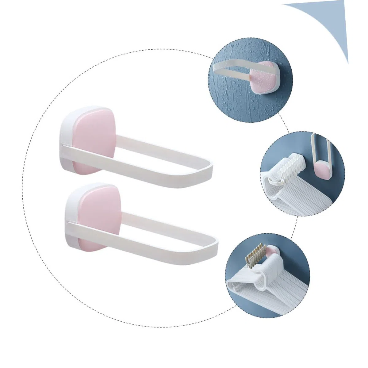 Appendiabiti da Parete Adesivi senza Punzonatura, Ganci Regolabili in Materiale Resistente per Organizzazione Casa e Lavanderia, Set 2 Pezzi per Risparmio Spazio e Stoccaggio
