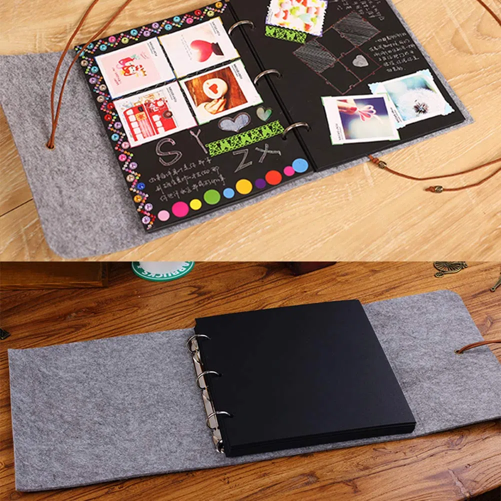 BUYGOO Album Fotografico Personalizzabile 60 Pagine Fai Da Te 19.5*18.5cm - Scrapbooking Vintage Nere - Regali per Laurea, Valentino, Anniversari