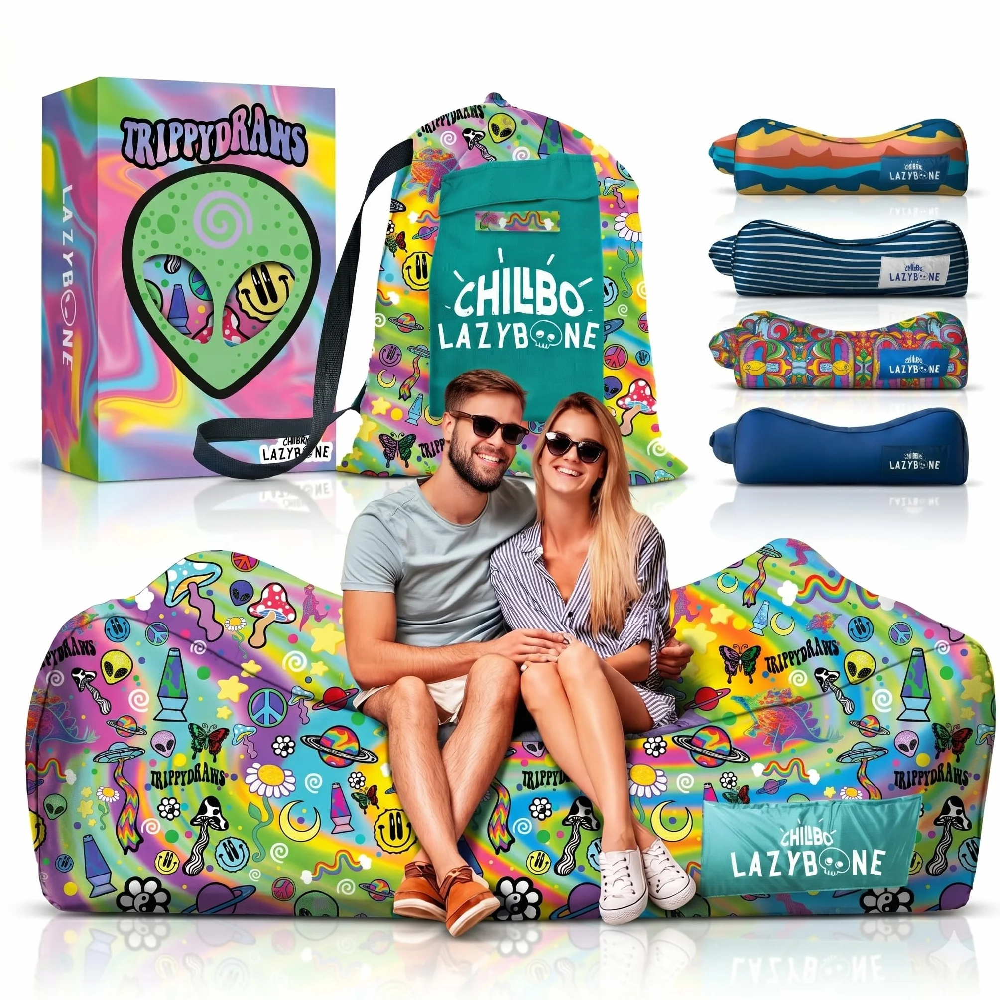 Chillbo Lazybone Lounger, Divano Gonfiabile Unisex, TrippyDraws, XL