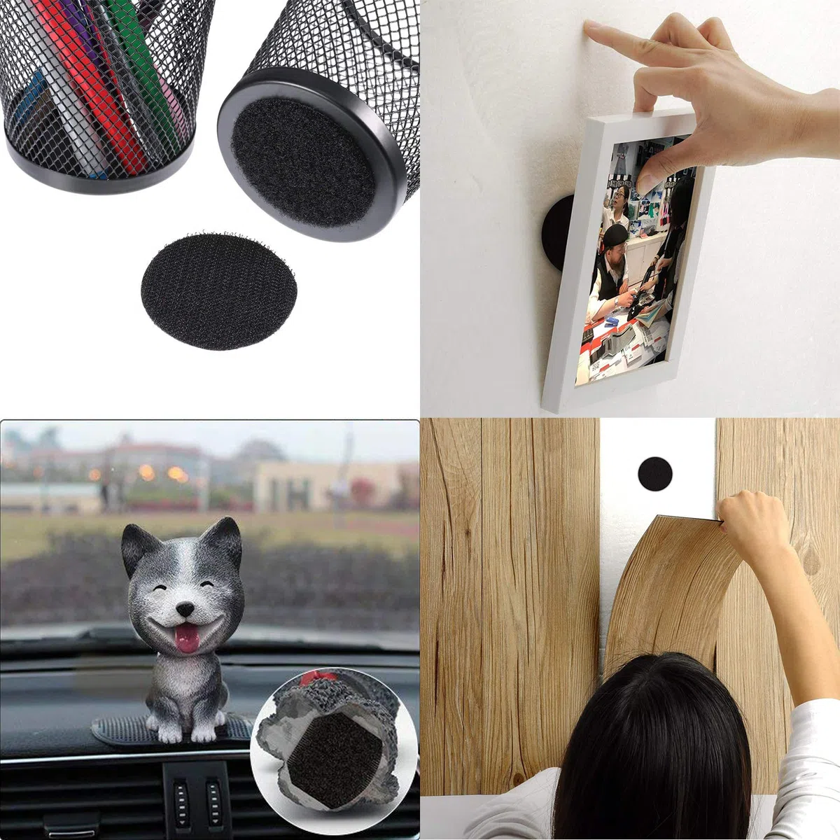 10 Paia 5CM Versatili Adesivo Tondo Forte Nero Strisce Adesive Auto Hook and Loop Strips