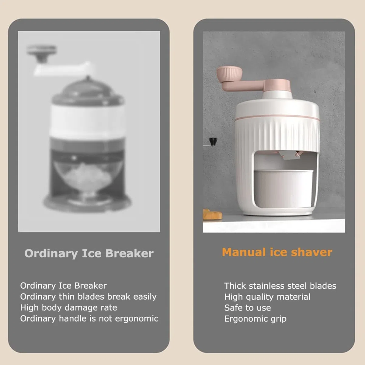Shaved Ice Machine Manual Ice Crusher Bpa Free Portable with Hand Crank Snow Cone Maker And Cube Tray Style 1 Shaved Machine Professional Process