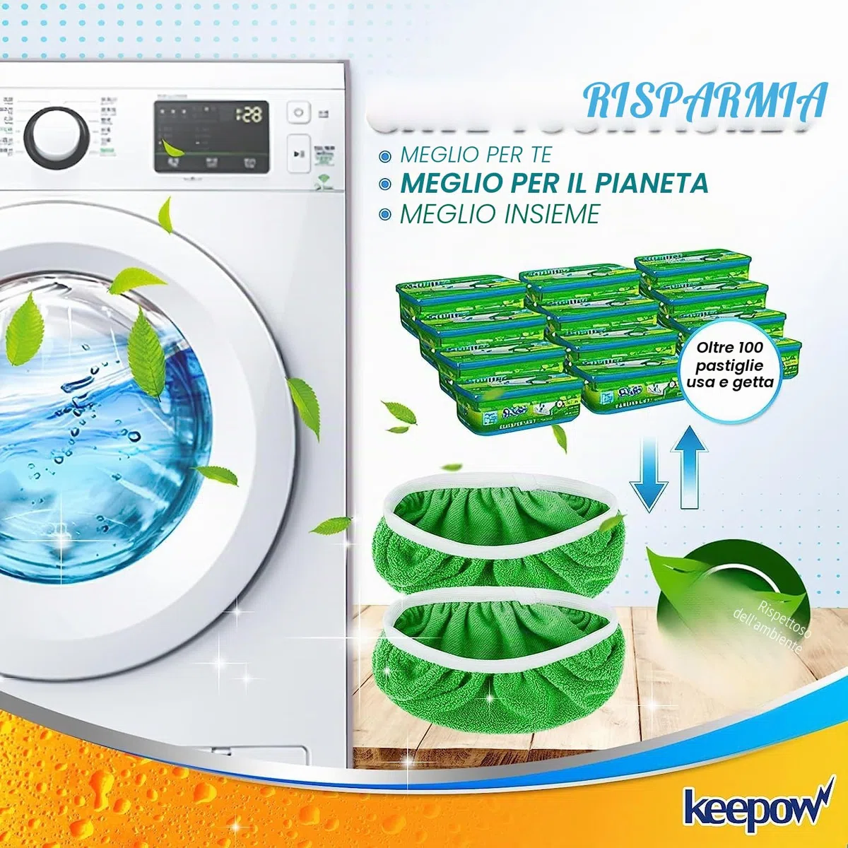 KEEPOW 8 Verde Panni per Swiffer Lavapavimenti, Microfibra Panni per Swiffer Scopa, Lavabili per Swiffer Panni Catturapolvere, Panni Riutilizzabili per Swiffer Sweeper Mop, 8 Pezzi