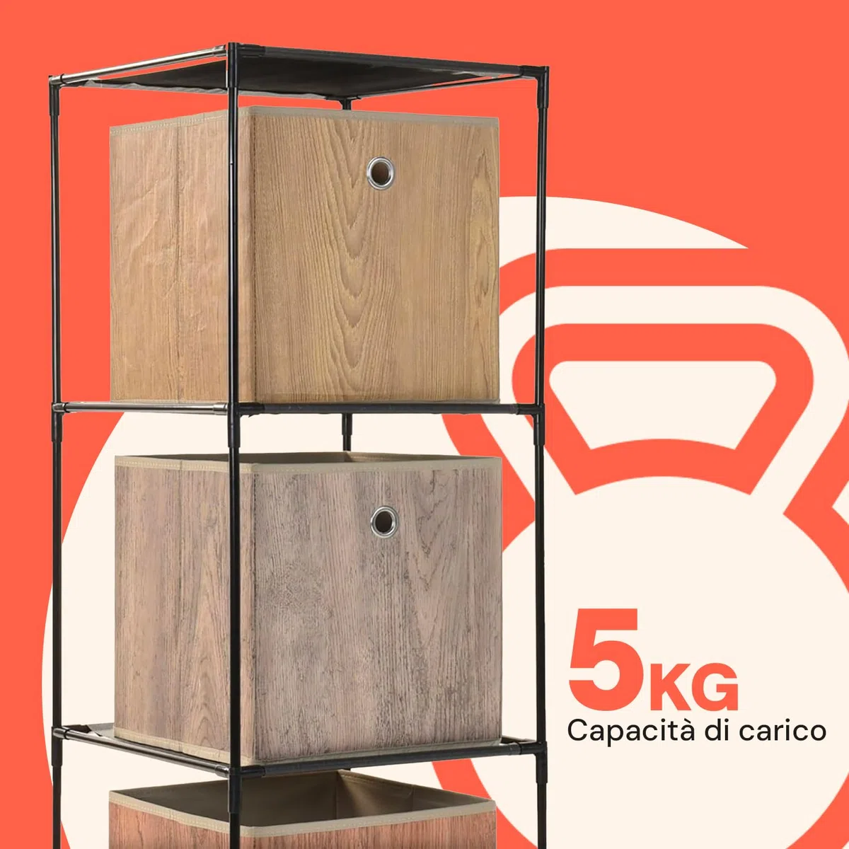 Wintem Scaffale Salvaspazio 3 Ripiani in Stoffa - Set di 2 Scaffali Modulari 34x34x98 cm - Libreria Multiuso per Casa e Ufficio, Leggera e Resistente, Perfetta per Bagno, Cucina e Soggiorno, Grigio
