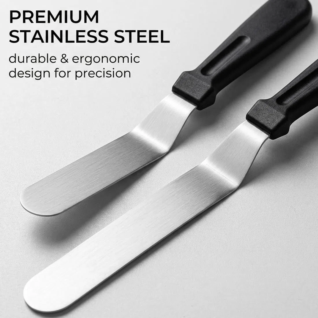 2 Pezzi Spatola professionale cucina Glassa, Modello Piatto, Accessorio Dolci e Pasticceria Manico Ergonomico, Piccolo Grande glassa acciaio inox lame decorare torte