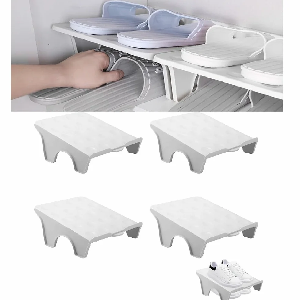 RANJIMA Organizzatore per scarpe, organizer per scarpe, doppio sc, antiscivolo, per armadio, per scarpe, per armadio, per scarpe, compatibile con casa, soggiorno (4 pezzi)