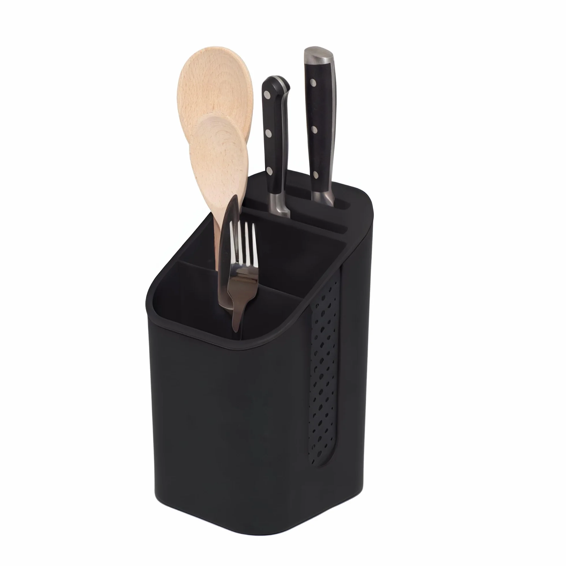 simplywire - Portaoggetti per Lavello - Organizer per Utensili da Cucina con Portacoltelli - Portaposate - Vassoio Raccogligocce Rimovibile - Antiscivolo - Nero