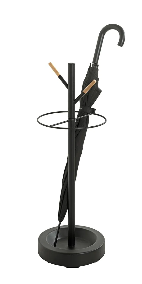 HAKU Portaombrelli faggio, nero, metallo - Dim. A 73 cm x Ø 26 cm, Stile Moderno