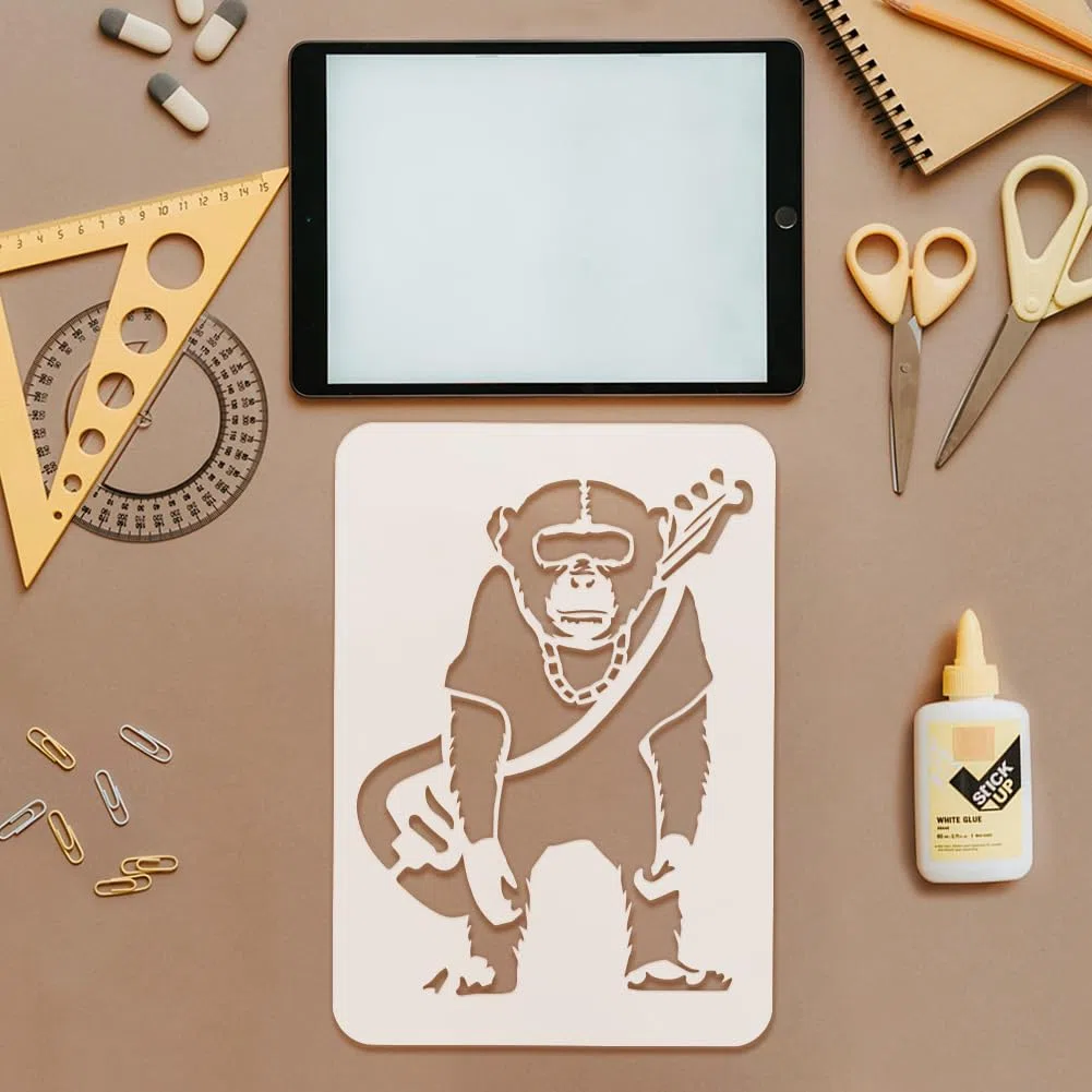 FINGERINSPIRE 9 pezzi Stencil per Pittura Banksy 21x29,7cm Riutilizzabili Banksy Ragazza Ragazzo Scimpanzé Modello di Disegno Life is Beautiful Stencil Decorativo per Dipingere su Legno Parete Tessuto