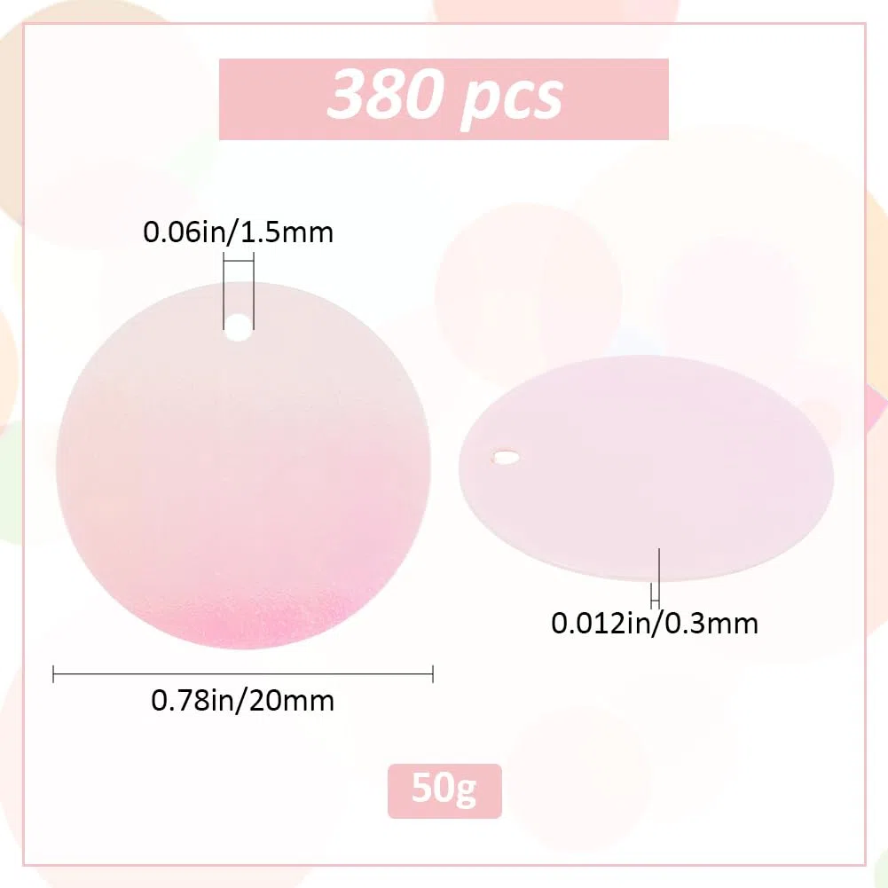 380 pz 20mm Rosa Paillettes Piatte Rotonde Plastica Pvc Iridescente Lucido Glitter Sciolte Perline per Cucito Artigianato Fai Da Te Ricamo