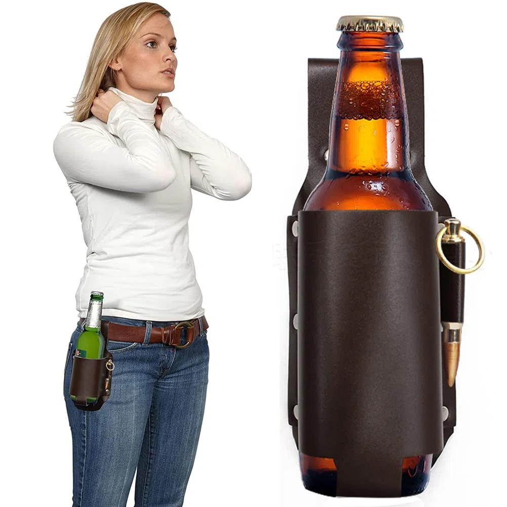 HUYIWEI Fondina per Birra Classica per Uomo,2 pezzi Fondina per Birra da Cowboy,Beer Holster Beer Belt come regalo per uomini, idee regalo per amici, papà, colleghi, barbecue party