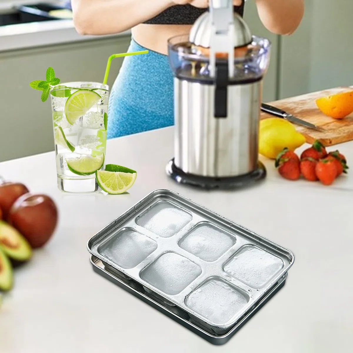Metal Ice Trays, Cube Mold Maker, 7.3in Stainless Steel Holder, Reusable Authentic Design, Easy Release Structure for Coffee, Beverage, Baby Food, Breastmilk, Kitchen, Home