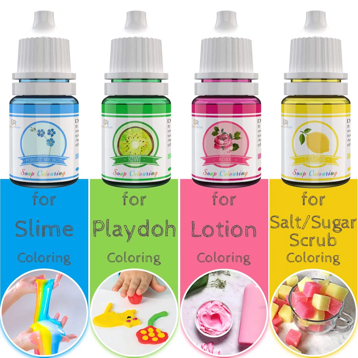 20 Coloranti per Bombe da Bagno per Produzione di Sapone Artigianali - Liquido Concentrato fai da te, Slime, Creazioni - Flaconi di 6ml