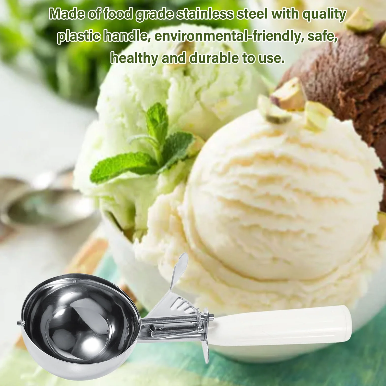 Yosoo Cucchiaio per gelato in acciaio inossidabile, cucchiai di frutta e verdura, strumento per gadget da cucina e caffè, 9 misure (dimensioni: 8 cm)