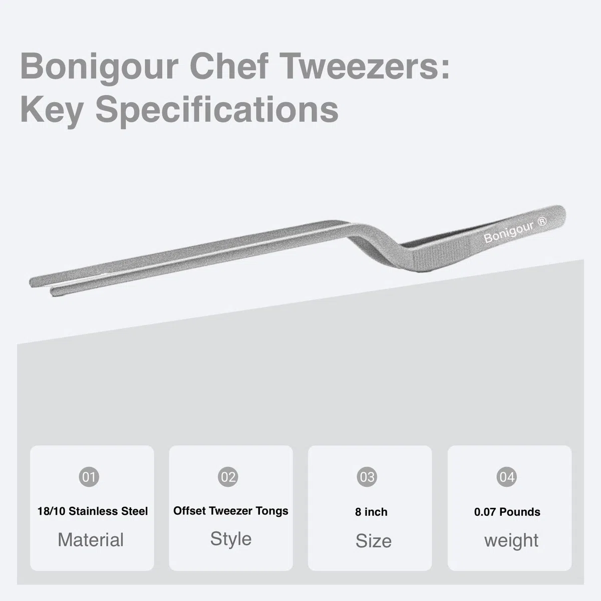 Pinzette sfalsate con precisione da 20 cm, pinze da cucina in acciaio inossidabile, pinza da cucina curva, pinza multiuso di precisione per placcatura, decorazione