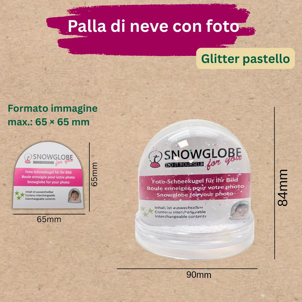 50001 Palla di neve grande di Foto con neve base transparente con scintillante