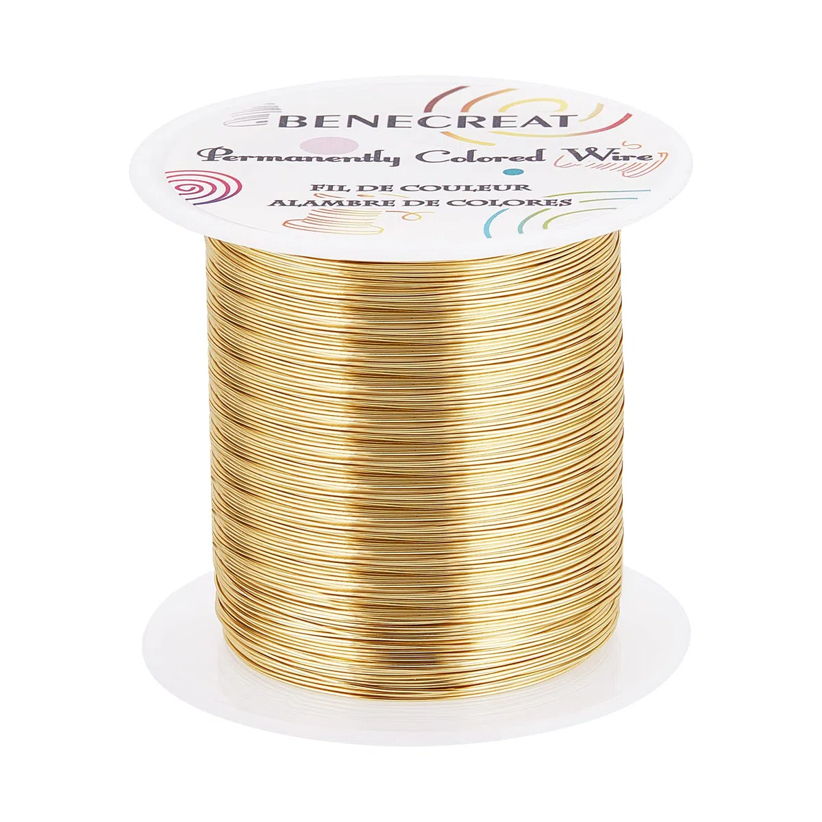 BENECREAT Filo di perle da 26 calibri, 0,4 mm, 120 m, filo di rame resistente all'ossidazione, per imballaggio di perle e altri lavori artigianali in oro chiaro