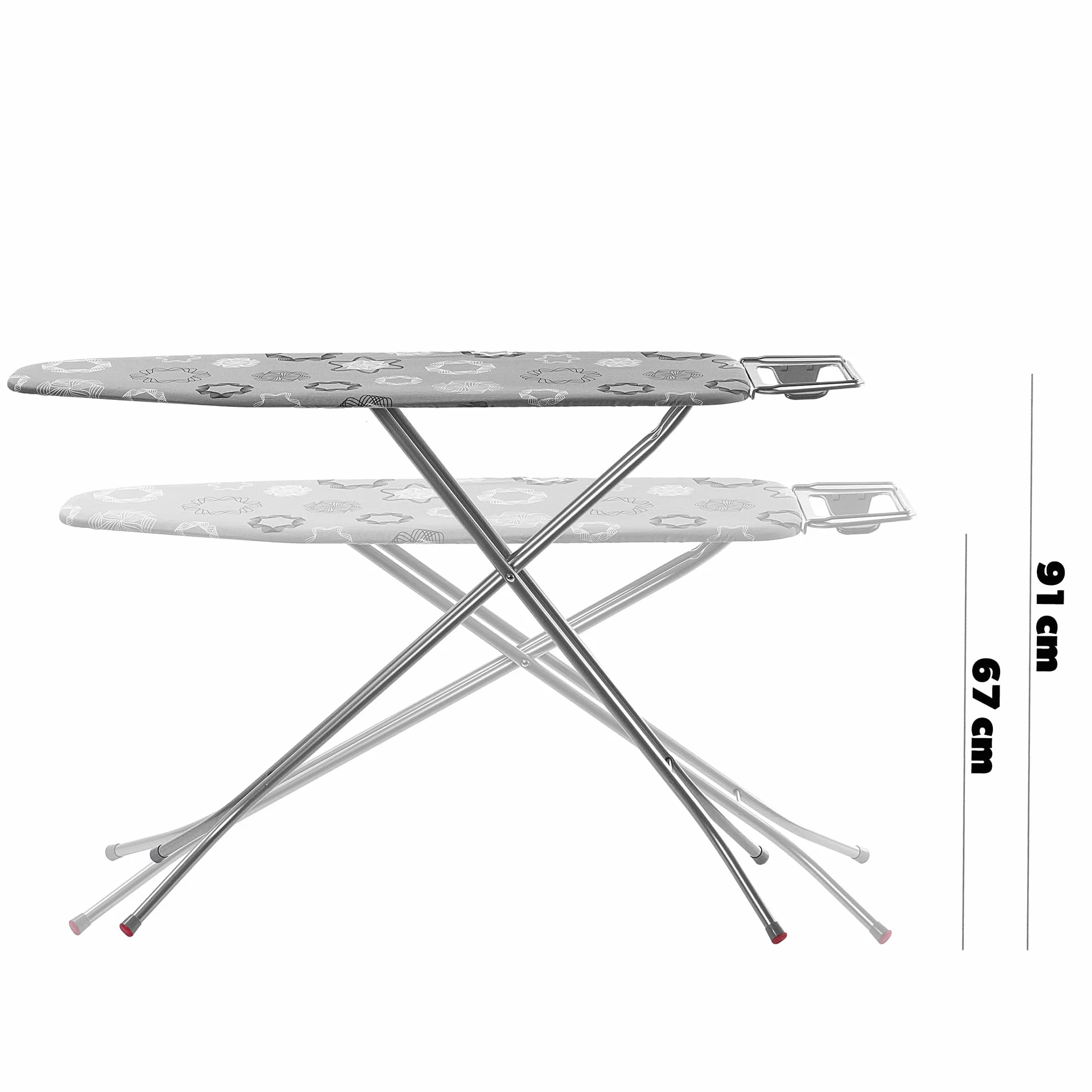 KADAX Asse da stiro pieghevole, 120 x 38 cm, con rete metallica, asse da stiro con piedini antiscivolo, asse da stiro regolabile in altezza, con ripiano da stiro (grigio)