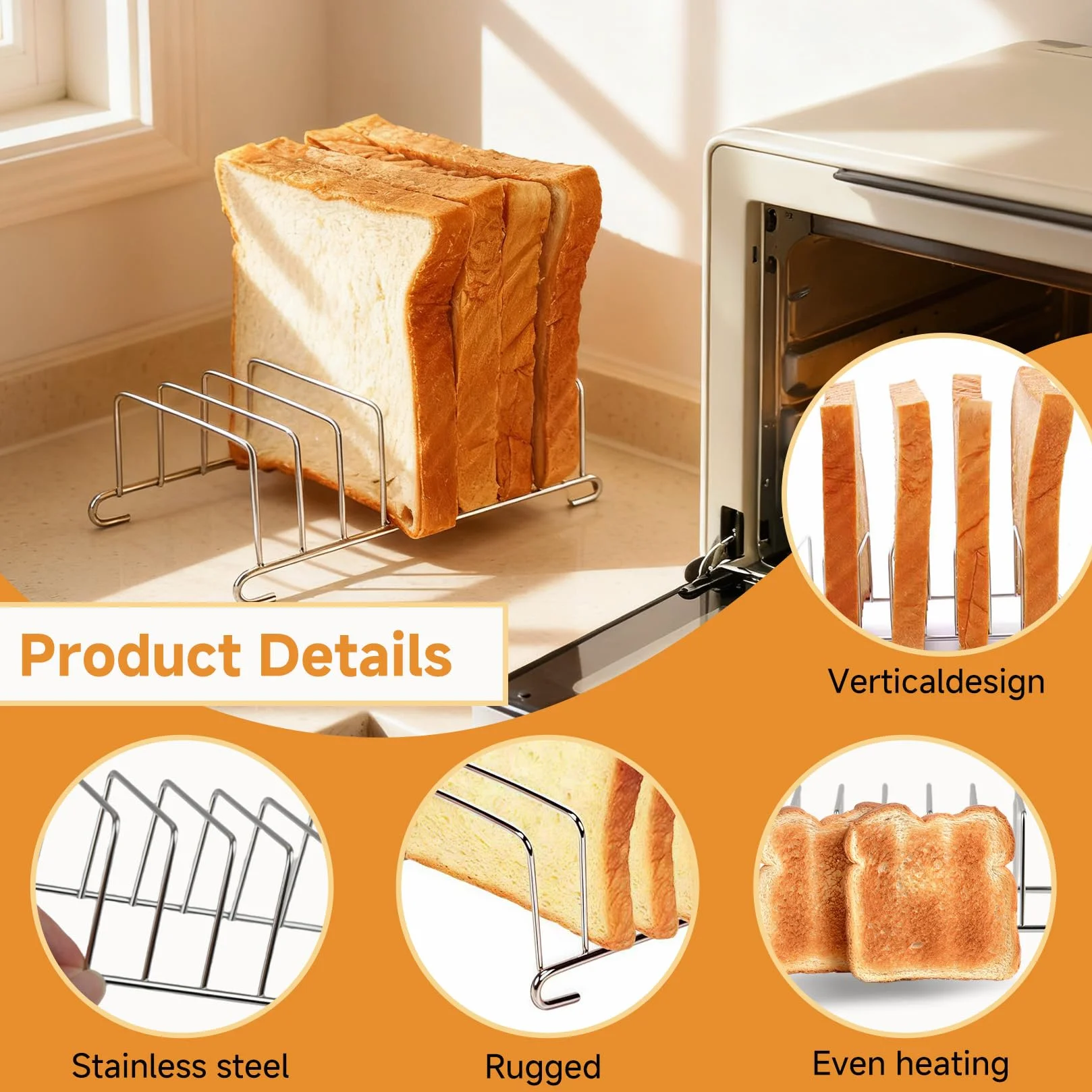 2 supporti per tostapane in acciaio inox per friggitrice ad aria calda e airfryer, supporto per tostapane con spazio per 8 fette di pane, versatile come uso in casa e ristorante