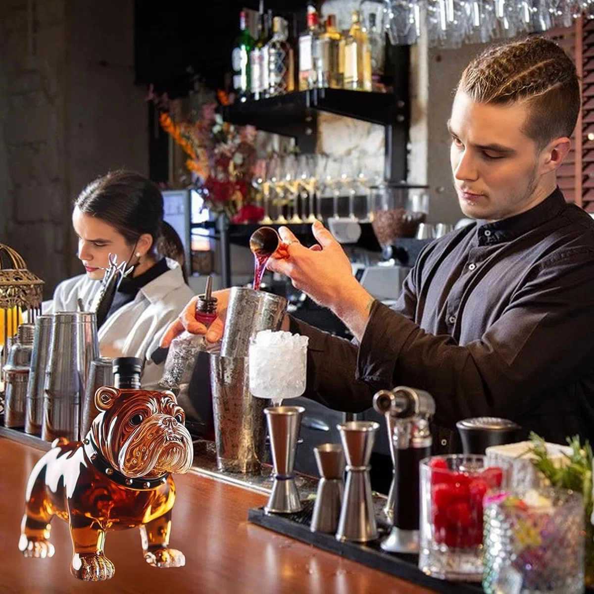 Bottiglia Whisky Bulldog, Decanter Liquori da Collezione, Oggetti Collezionabili Da Bar Per Hotel E Vetrine