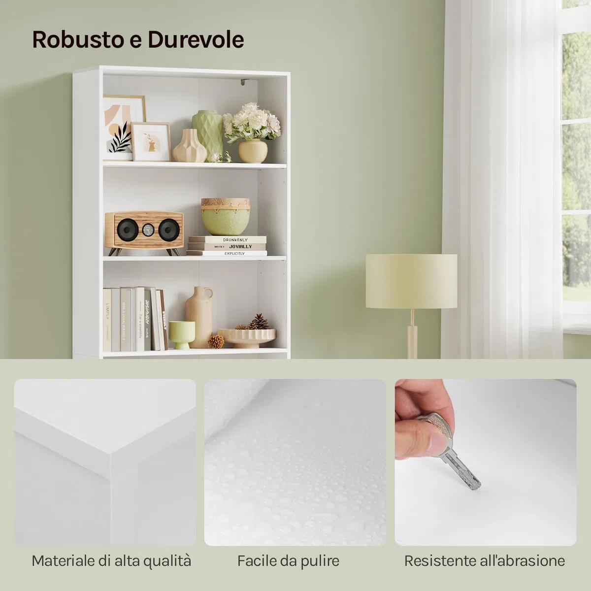 WOLTU Libreria, scaffale con 6 ripiani regolabili, scaffale aperto, divisorio in piedi, per soggiorno, ufficio, camera da letto, 60 x 180 x 23,5 cm, bianco, SK052ws