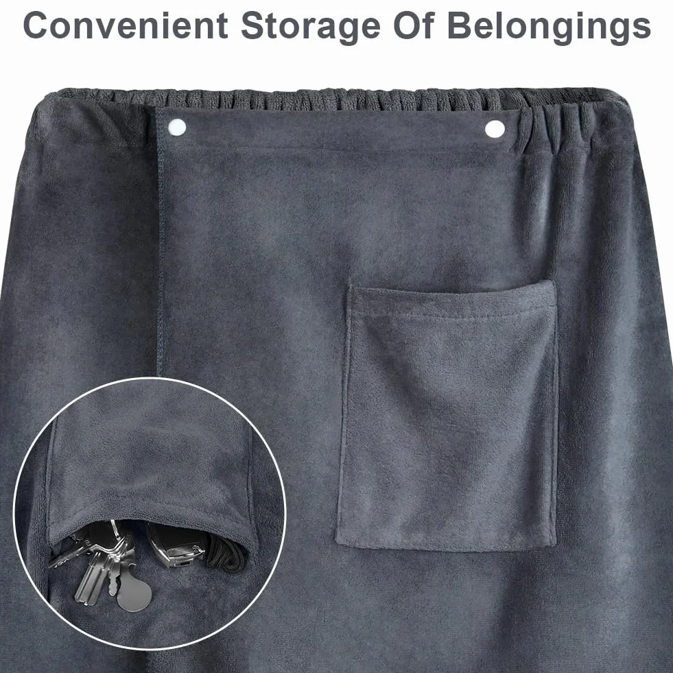 Aomig Kilt da Sauna per Uomo, Asciugamano con Chiusura a Bottone e Elastico, per Palestra, Sport, Nuoto, Spiaggia, Bagno e Viaggi