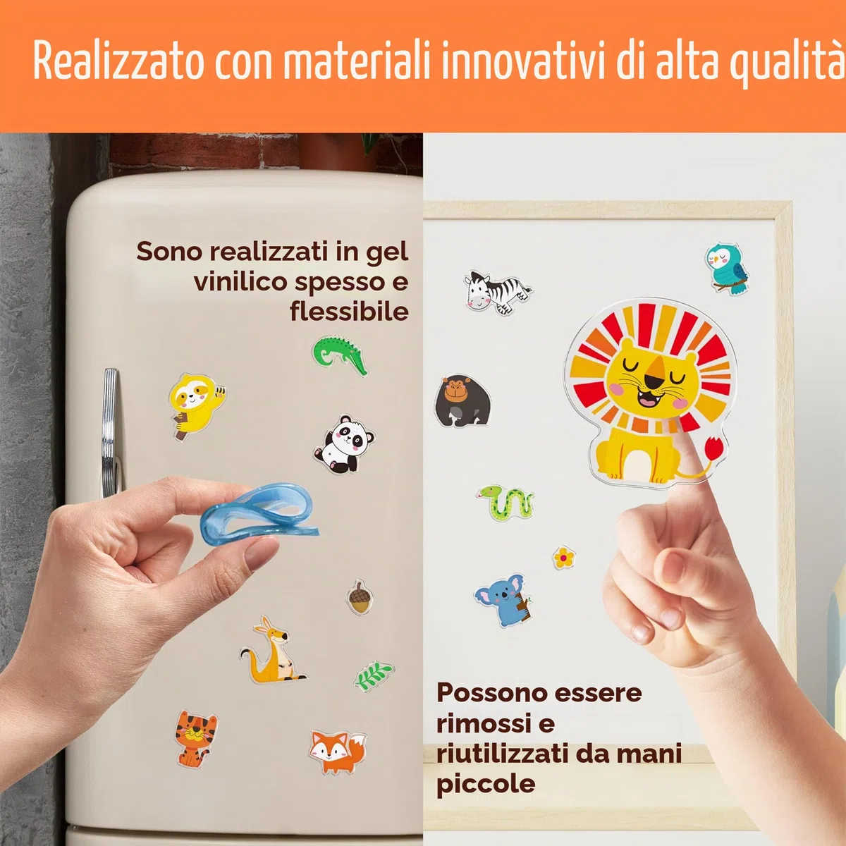 34 pezzi di adesivi in gel per finestre e porte con animali selvatici, adesivi spessi rimovibili riutilizzabili per bambini, bambini e adulti, decorazioni per la casa e la classe (Non commestibile)