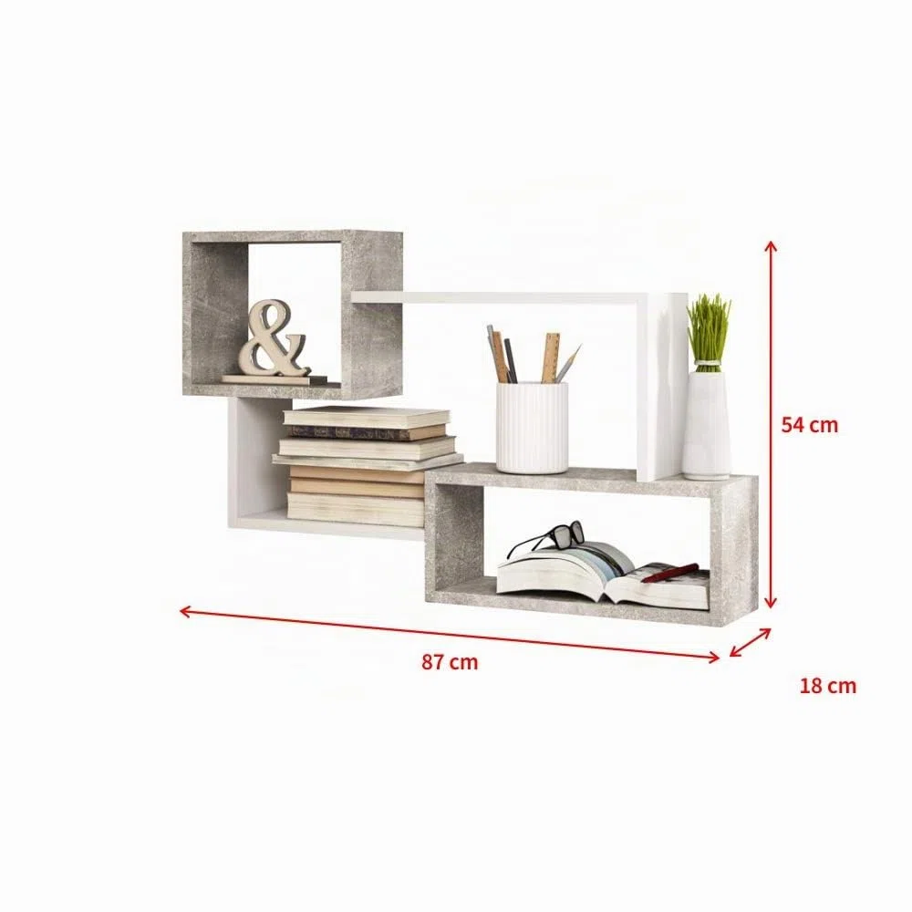 Selsey Mensola pensile, Grigio, 54.0 x 87.0 x 18.0 cm