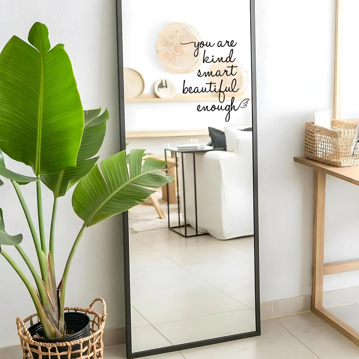 Adesivo da Parete per Specchio da Bagno, con Scritta You Are Kind Smart Beautiful Enough, Adesivo da Parete a Specchio per Bagno, Camera da Letto, affermazioni, per Ragazze e Adolescenti
