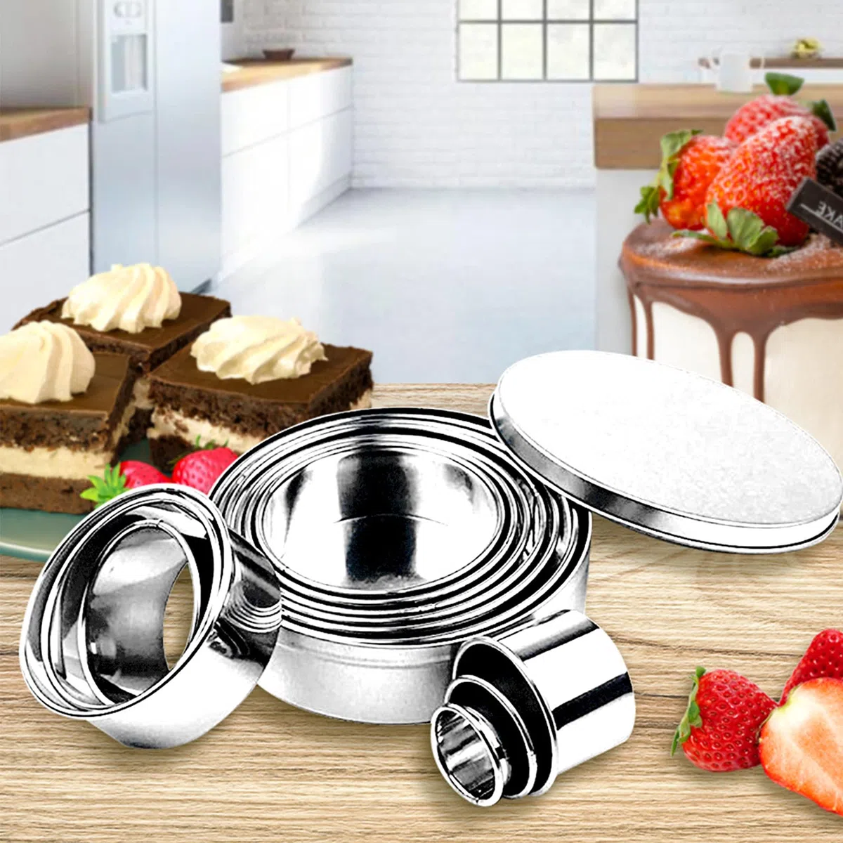 12 Pezzi Coppapasta Rotondo, Coppapasta Tondo, Set da Taglio per Biscotti, Stampo per Biscotti Fondente con Contenitore