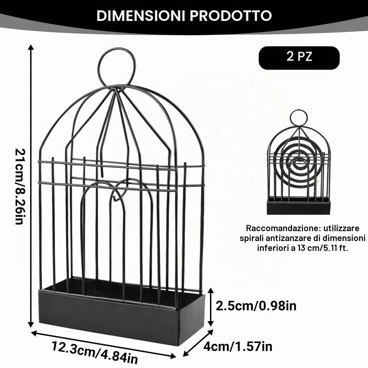 2 Pezzi Porta Bobina per Zanzare, Porta Zampirone da Esterno, Porta Spirale Antizanzare per Ufficio, Camera da Letto, Campeggio, Esterno (Nero)