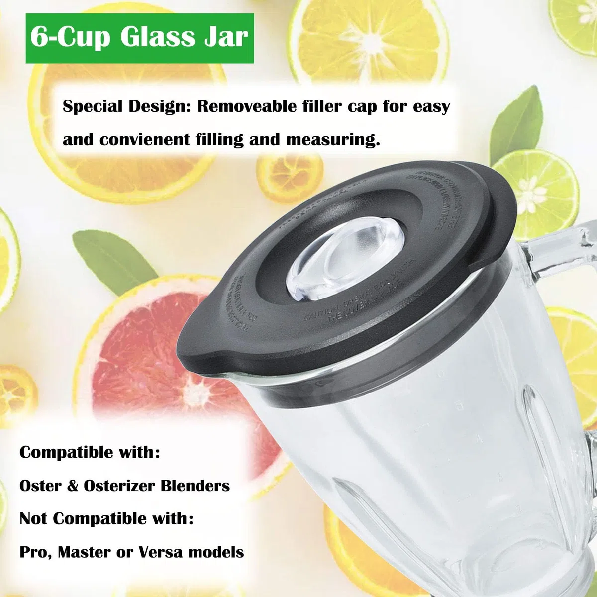 Vaso Di Ricambio Per Frullatore Compatibile Con Osterr Blender 6 Cup 1.25 Litre, Vaso De Licuadora Osterr 48 Ounce 12 Speed Round Glass Jar With Ice Blade, Bottom Cap Base, 8 - Piece Blender Kit