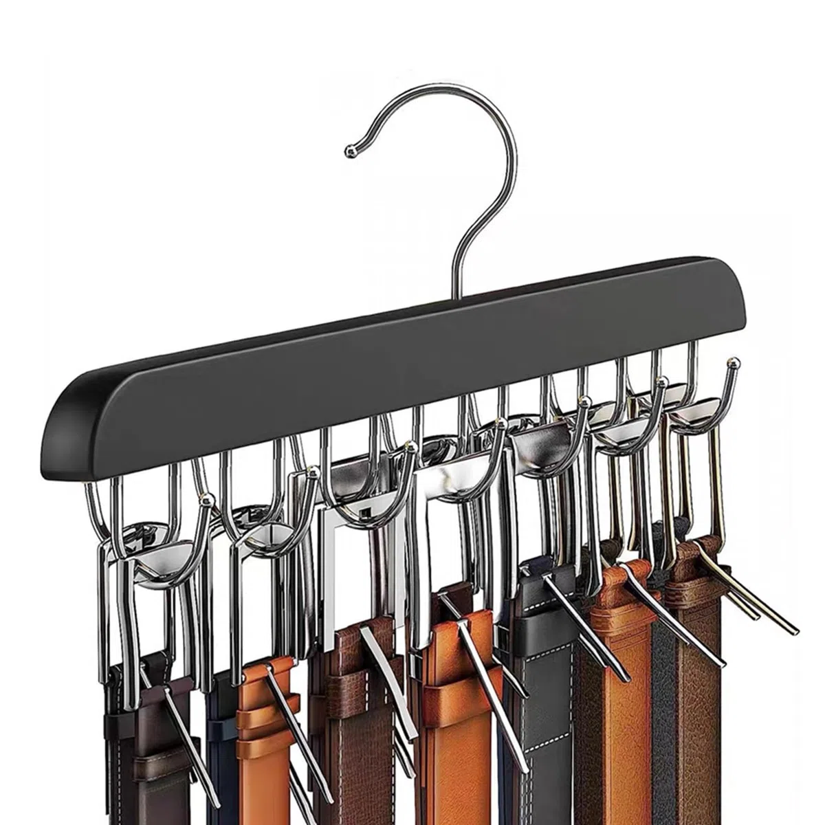 Portacinture In Legno,Porta Cinture da Armadio Clip Antiscivolo Organizer Portacintures Portacravatte Da Armadio con 14 Ganci Gruccia Portacinture Portacravatte per Cinture,Cravatte,Sciarpe